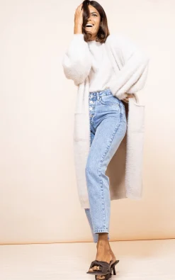Women Dancing Leopard Taylor Longline Cardigan In Sand
