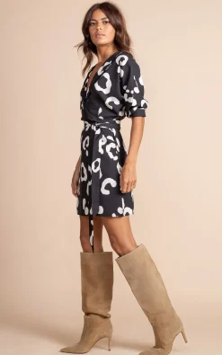Women Dancing Leopard Valley Mini Dress In Oversized Mono Leopard