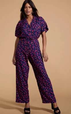 Women Dancing Leopard Zeta Jumpsuit In Chilli Pepper