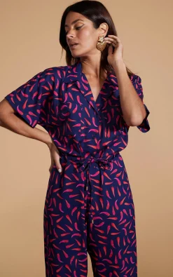 Women Dancing Leopard Zeta Jumpsuit In Chilli Pepper