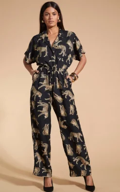 Women Dancing Leopard Zeta Jumpsuit In Roaming Leopards