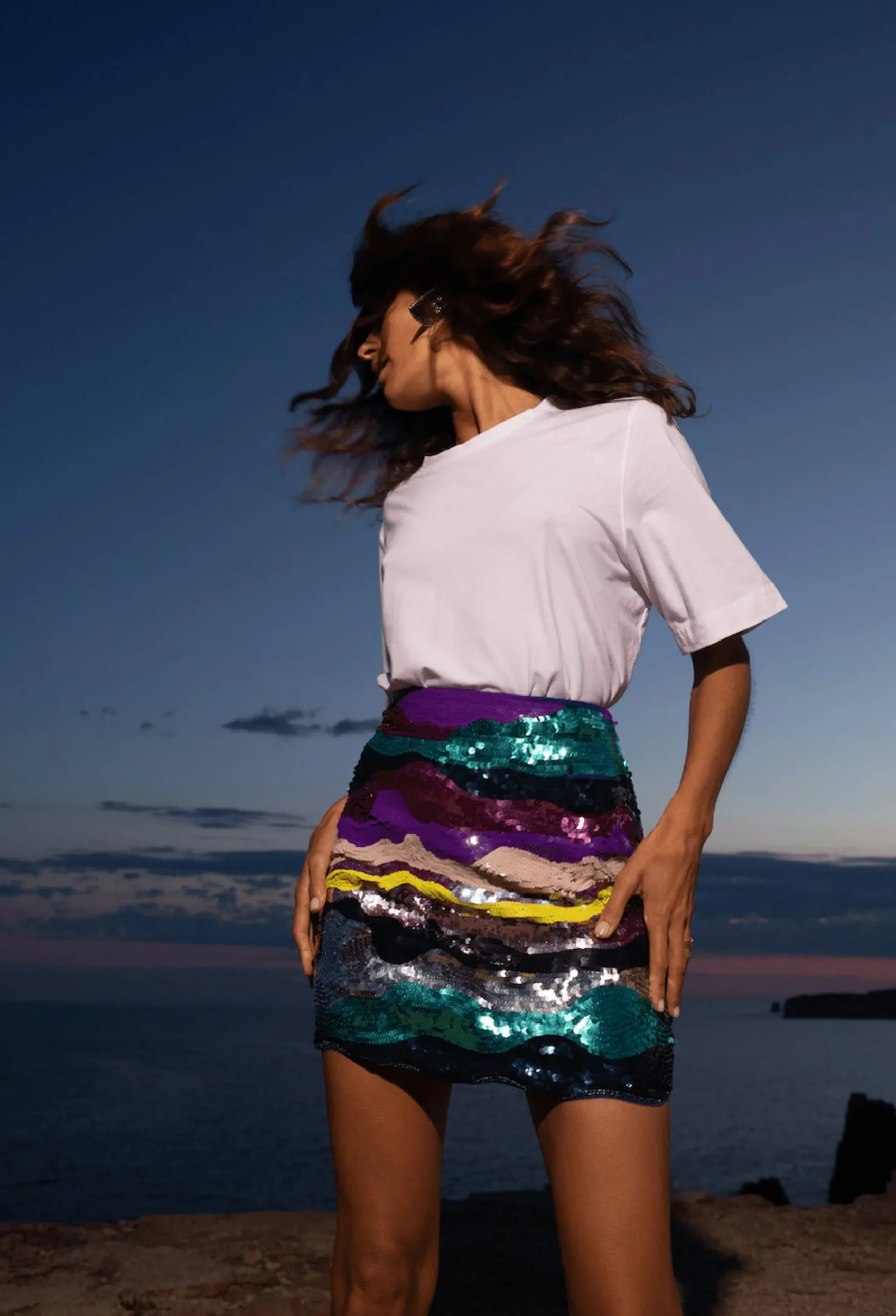 Women Dancing Leopard Zinnea Sequin Mini Skirt In Rainbow